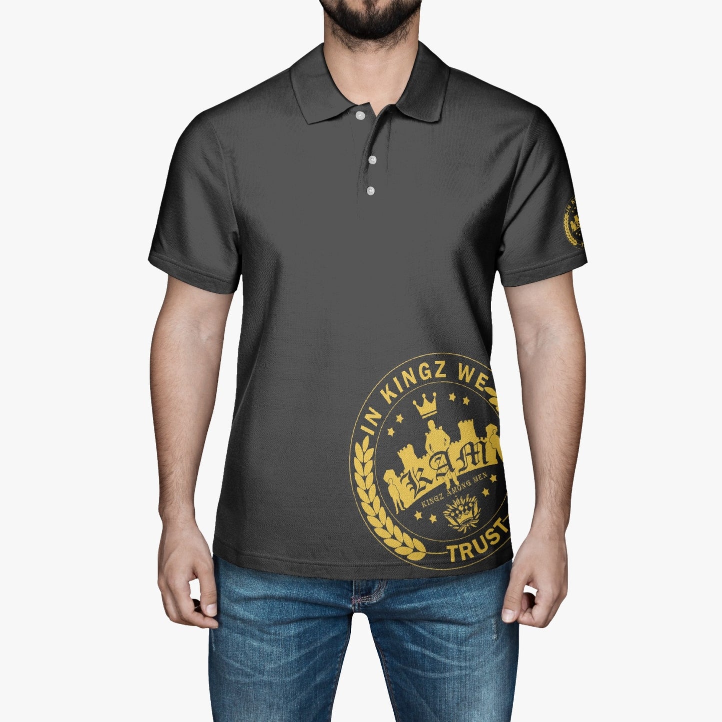 225. Handmade AOP Men Polo Shirt