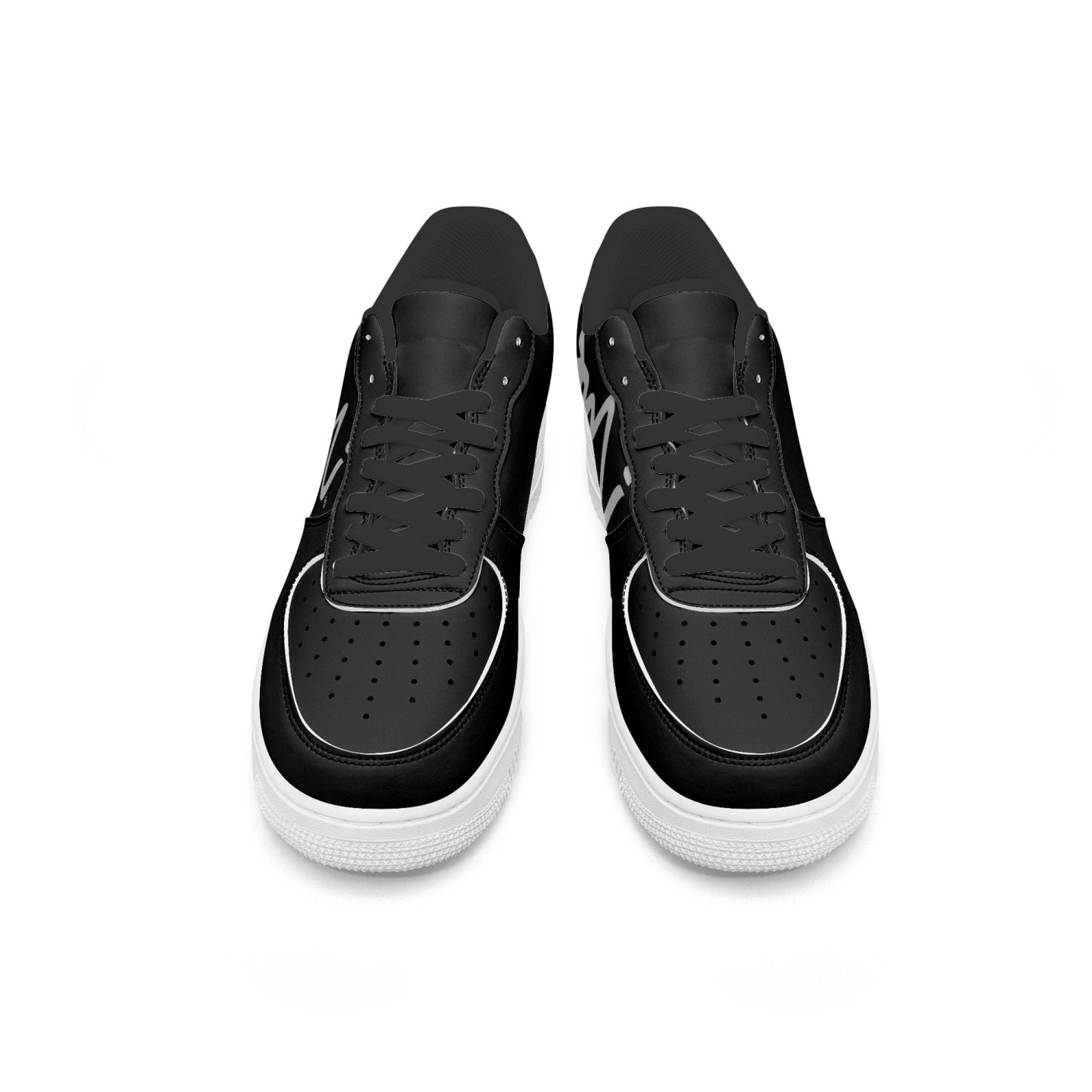 BMI BLACK Low-Top Leather Sports Sneakers