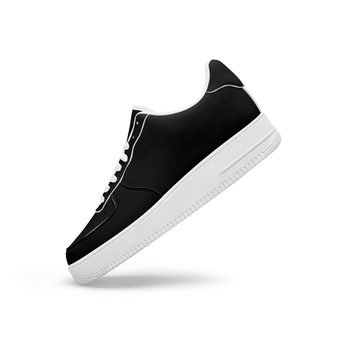 BMI BLACK Low-Top Leather Sports Sneakers