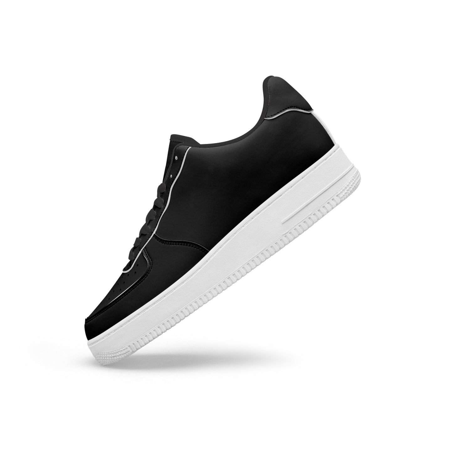 BMI BLACK Low-Top Leather Sports Sneakers