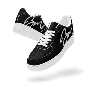 BMI BLACK Low-Top Leather Sports Sneakers