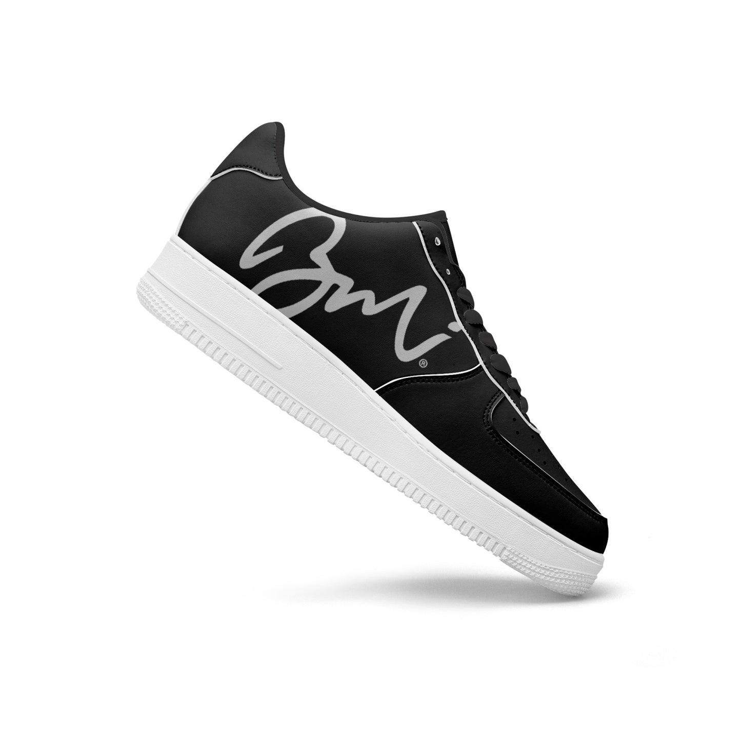 BMI BLACK Low-Top Leather Sports Sneakers