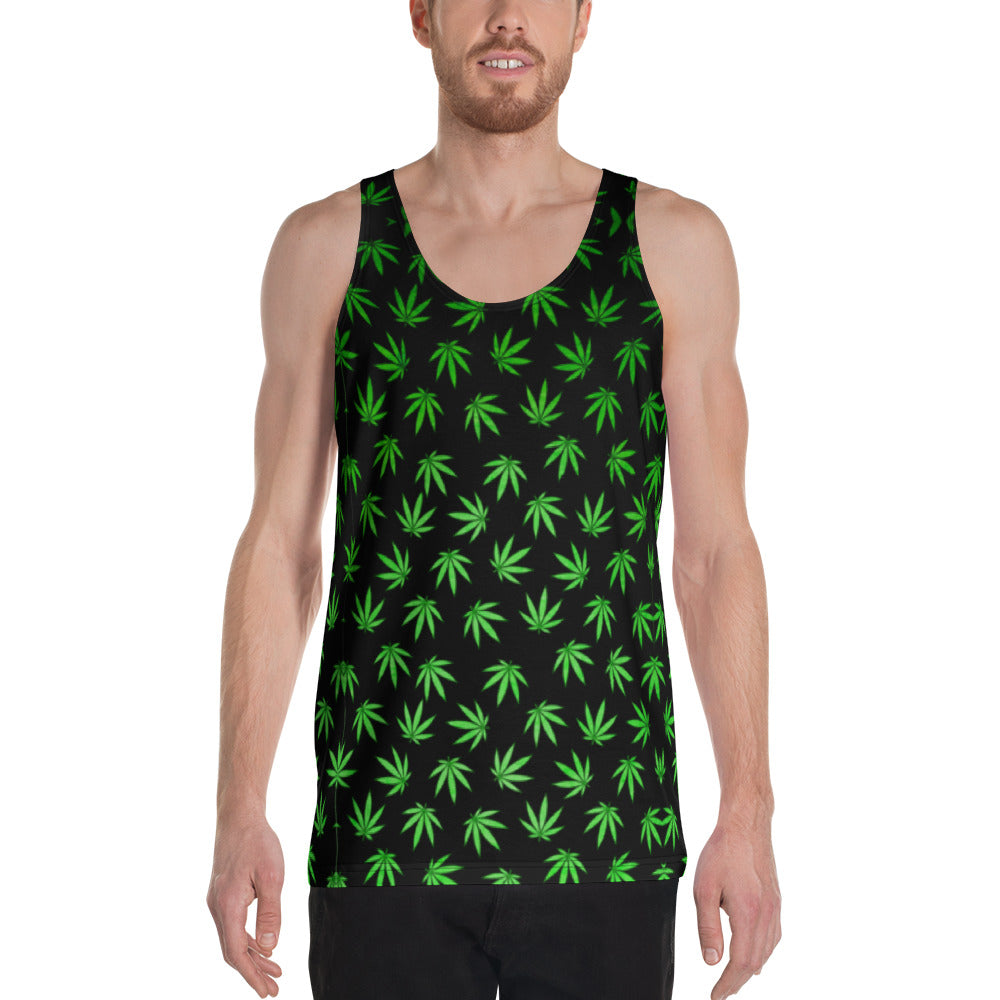 WEEDLEAF BLACK Unisex Tank Top