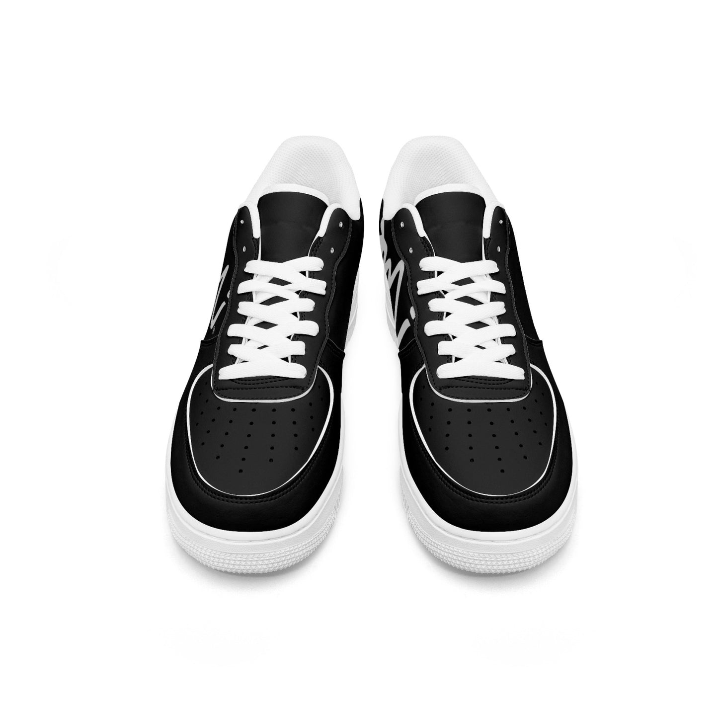 BMI BLACK Low-Top Leather Sports Sneakers