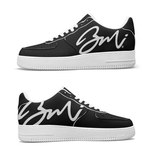 BLACK BMI Low-Top Leather Sports Sneakers